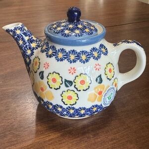Floral Polish Pottery Teapot